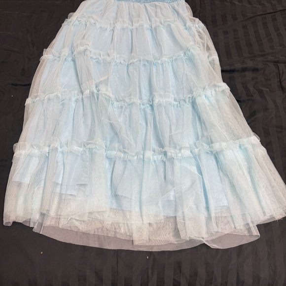 Light Blue Tiered Maxi Dress with Smocked Bodice - Picture 10 of 10